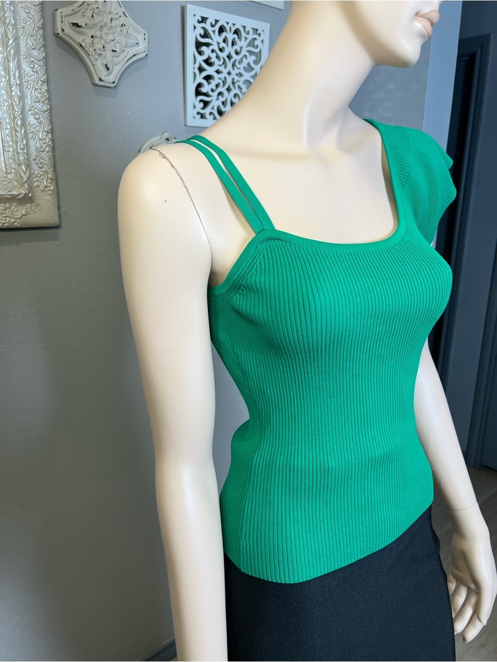 Green One-Shoulder Ruffle Knit Top - Picture 9 of 12